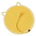 Handmade Cotton Rope Cat Scratcher Mat With Toy Ball - Yellow