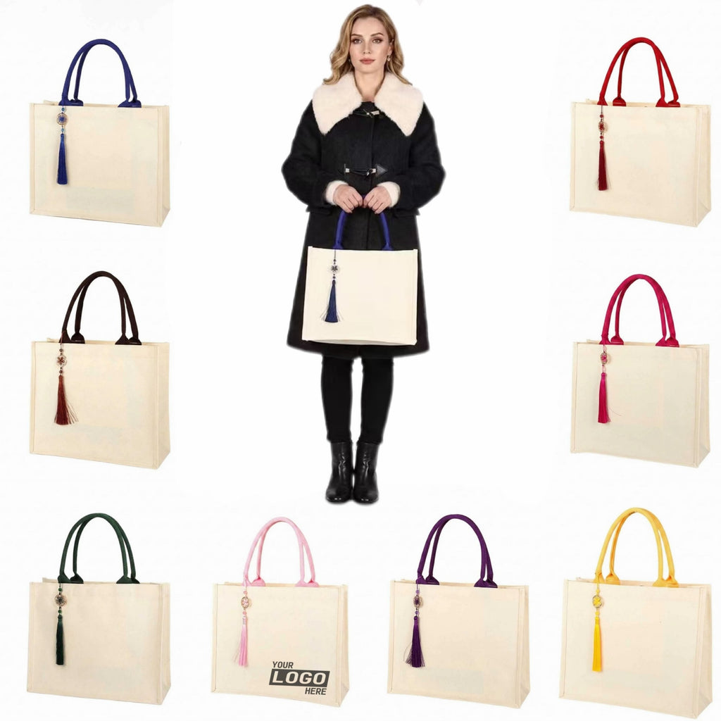 Premium Canvas Tote Bag With Tassel - printed product