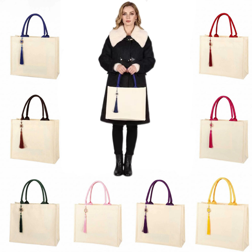 Premium Canvas Tote Bag With Tassel - blank product