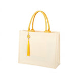 Premium Canvas Tote Bag With Tassel - Yellow