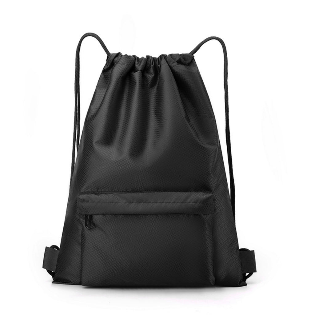 Waterproof Portable Drawstring Gym Backpack - Black