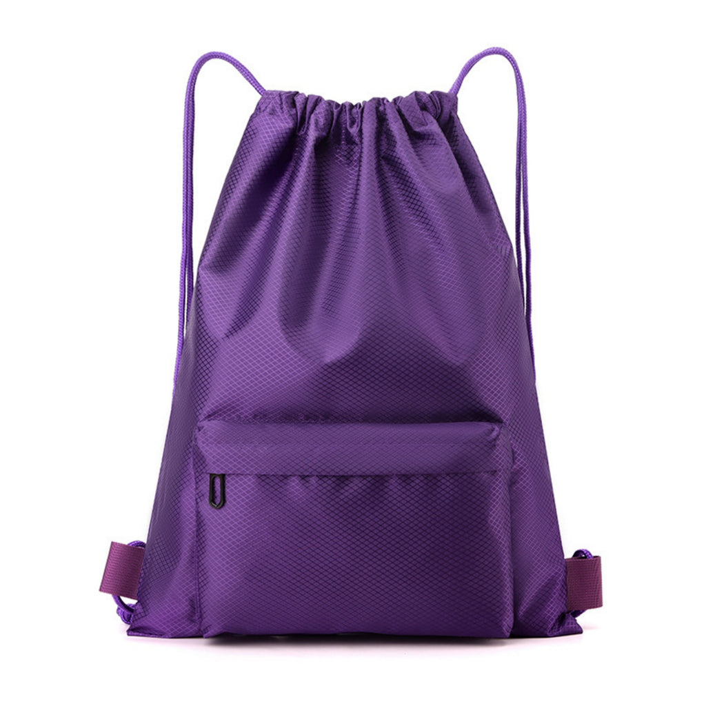 Waterproof Portable Drawstring Gym Backpack - Purple