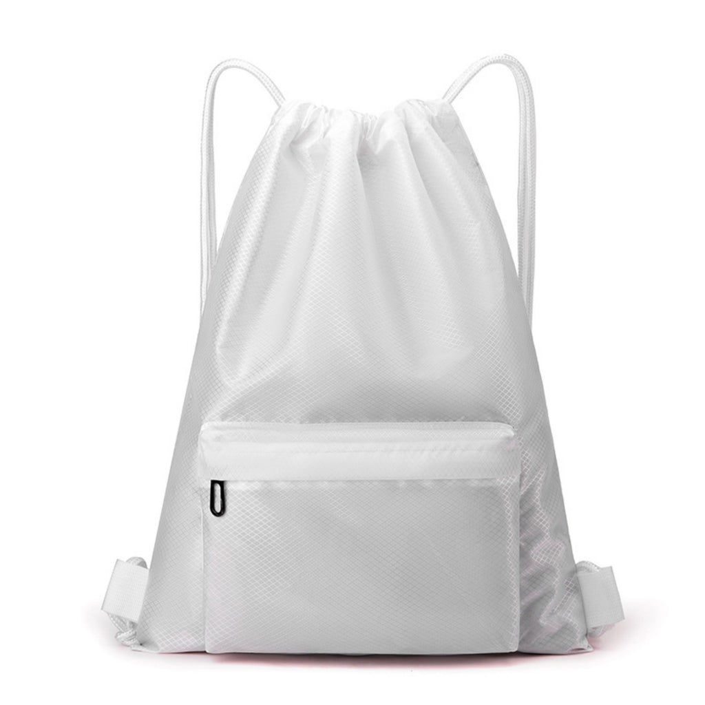 Waterproof Portable Drawstring Gym Backpack - White
