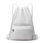 Waterproof Portable Drawstring Gym Backpack - White
