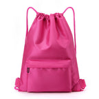 Waterproof Portable Drawstring Gym Backpack - Rose Red