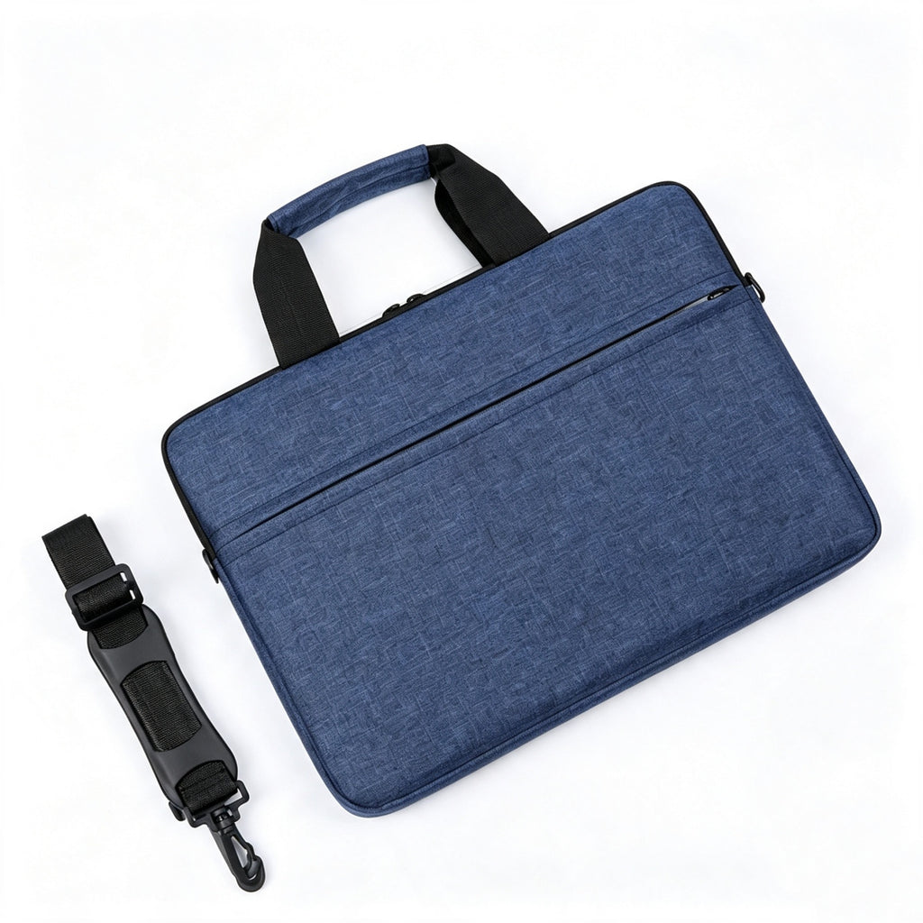 Portable Notebook Briefcase Laptop Shoulder Bag - Blue