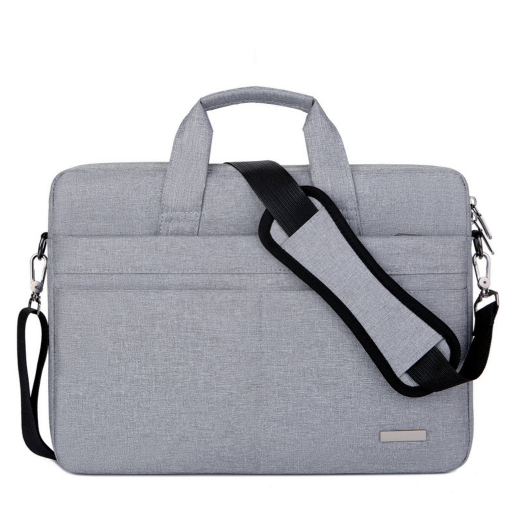 Padded Laptop Briefcase Shoulder Messenger Bag - Light Gray