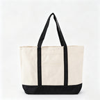Durable Heavy Duty Canvas Shoulder Tote Handbag - Black