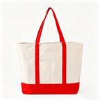 Durable Heavy Duty Canvas Shoulder Tote Handbag - Red