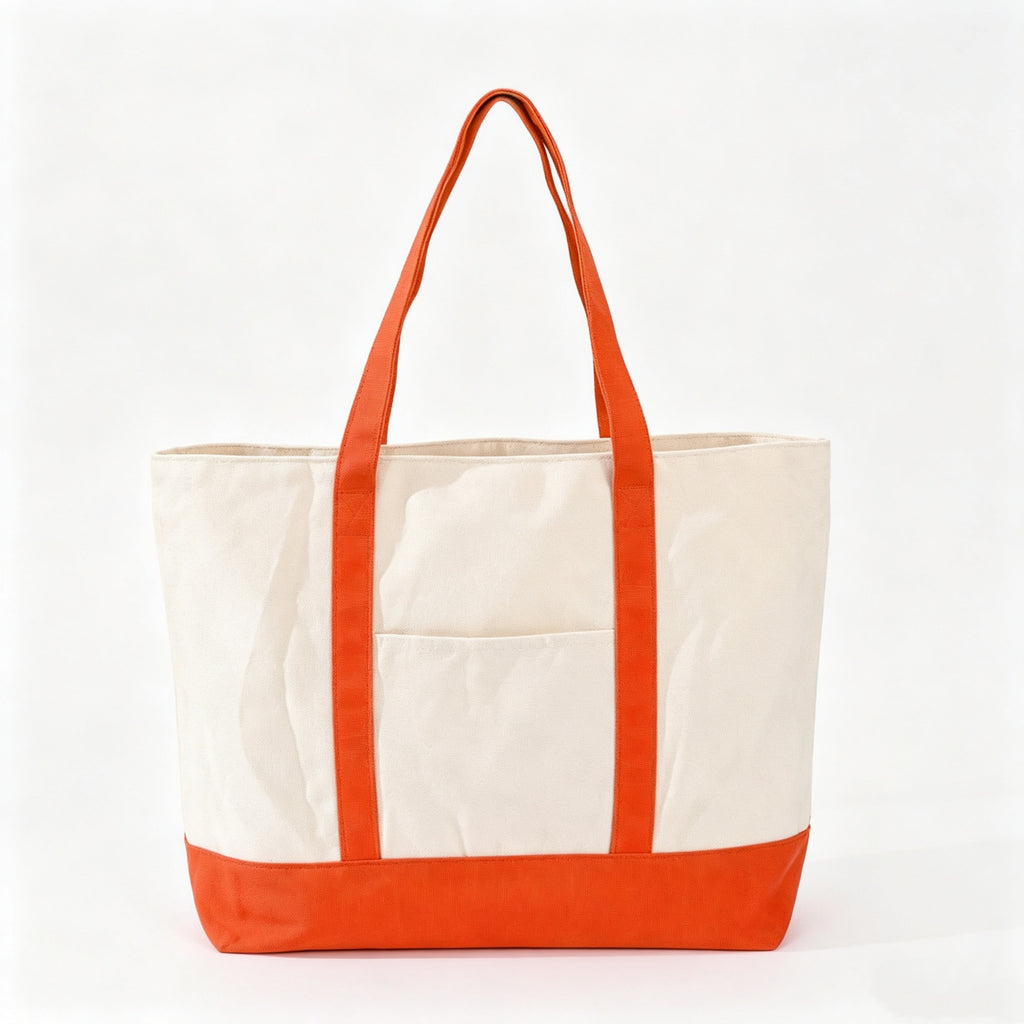 Durable Heavy Duty Canvas Shoulder Tote Handbag - Orange