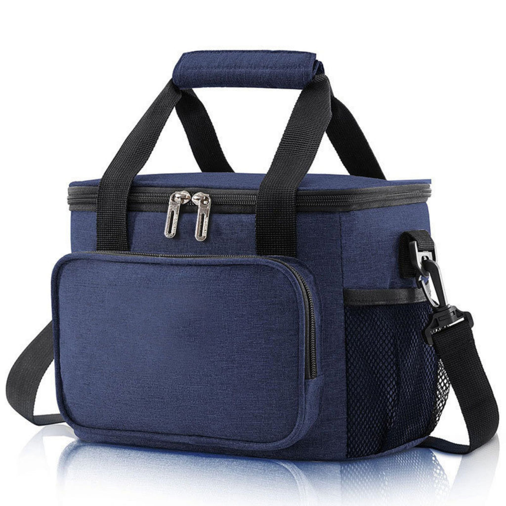 Portable Thermal Cooler Lunch Box Picnic Handbag - Navy Blue