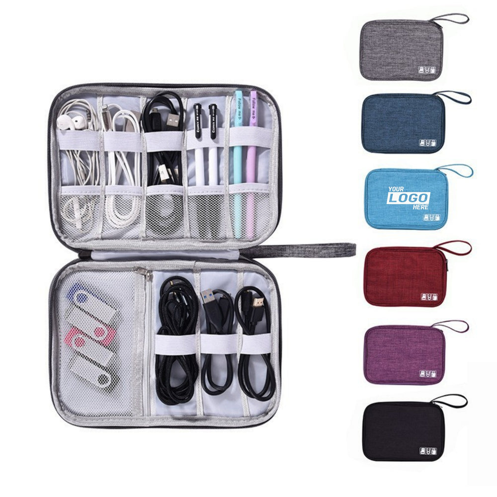 Portable Electronics Organizer Cable Storage Case Primary imprint location