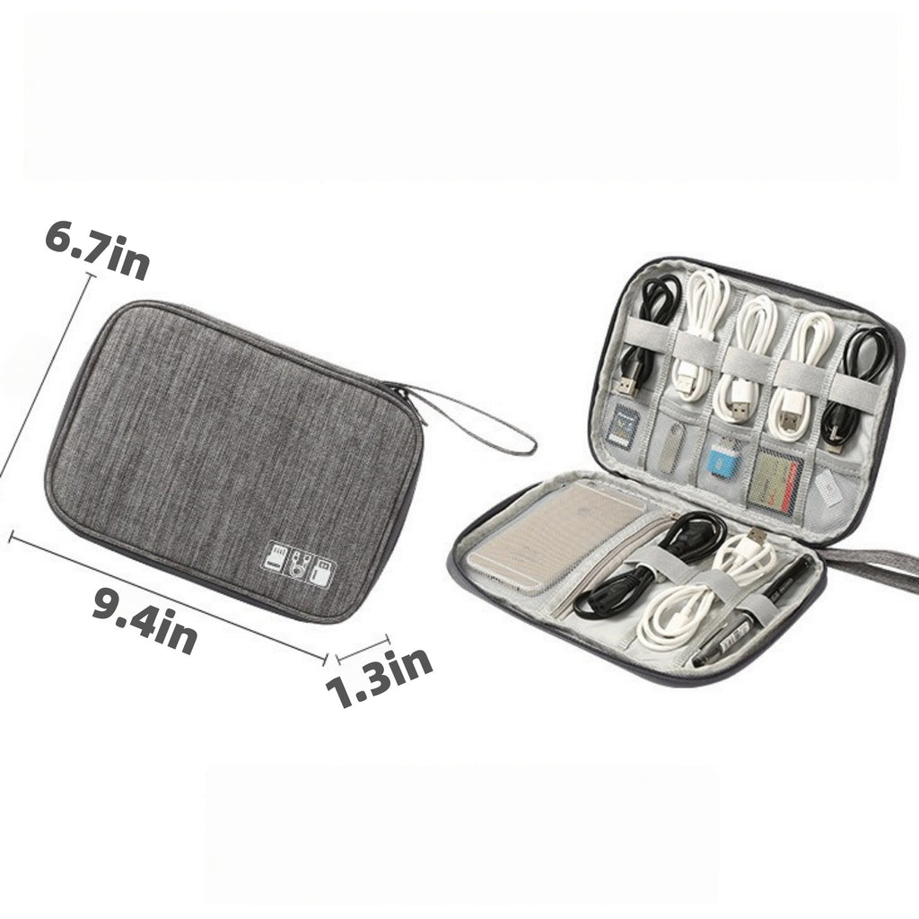 Portable Electronics Organizer Cable Storage Case - product size