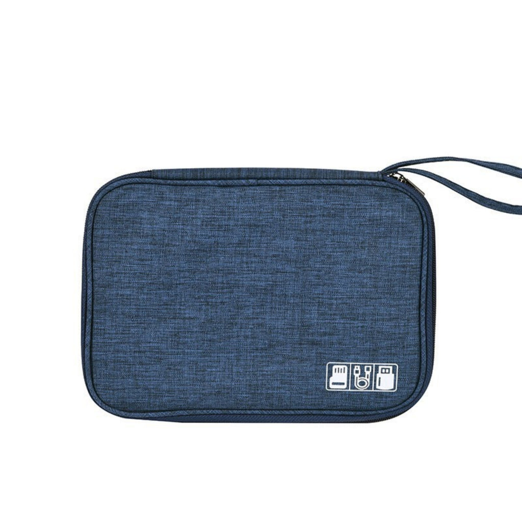 Portable Electronics Organizer Cable Storage Case - Navy Blue