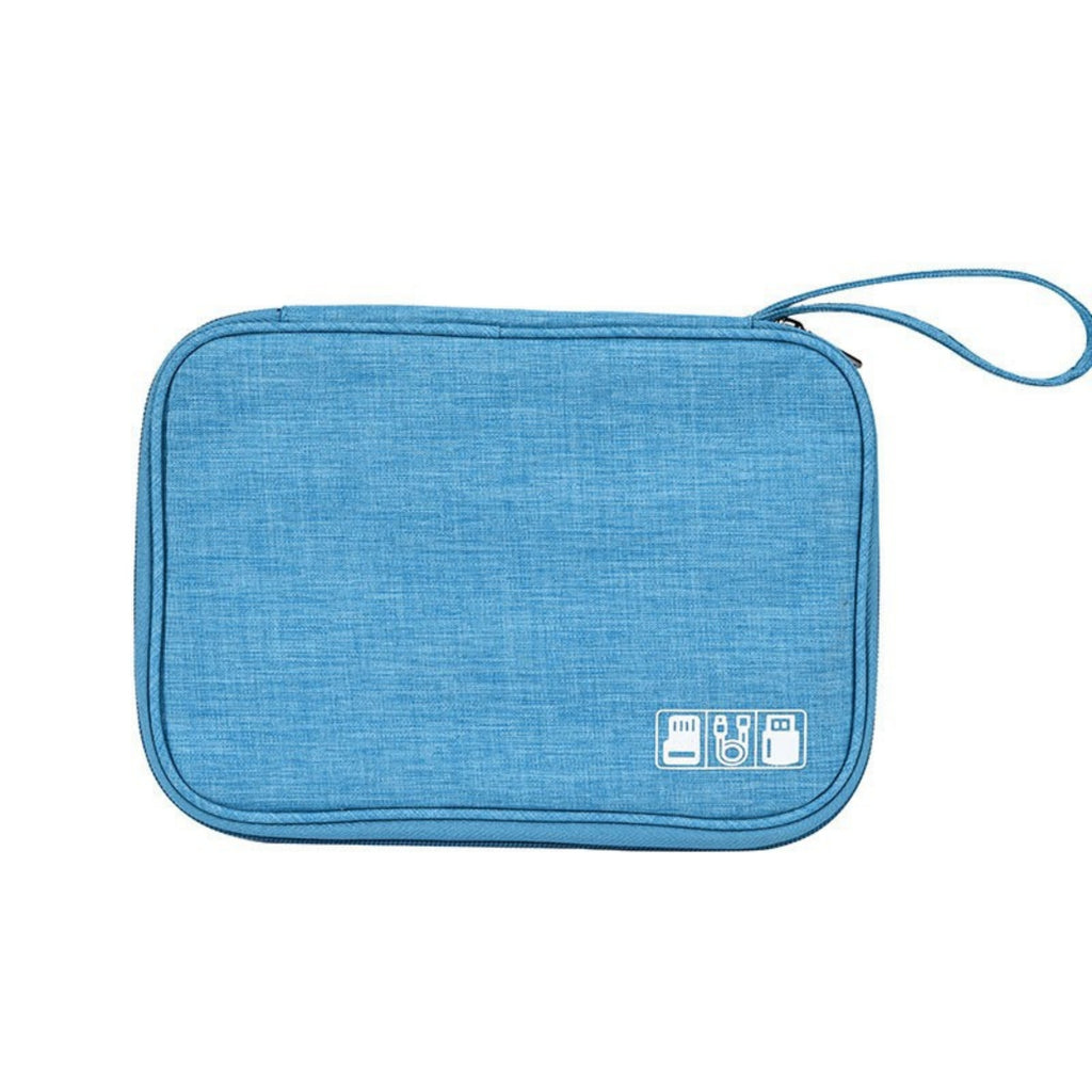 Portable Electronics Organizer Cable Storage Case - Blue