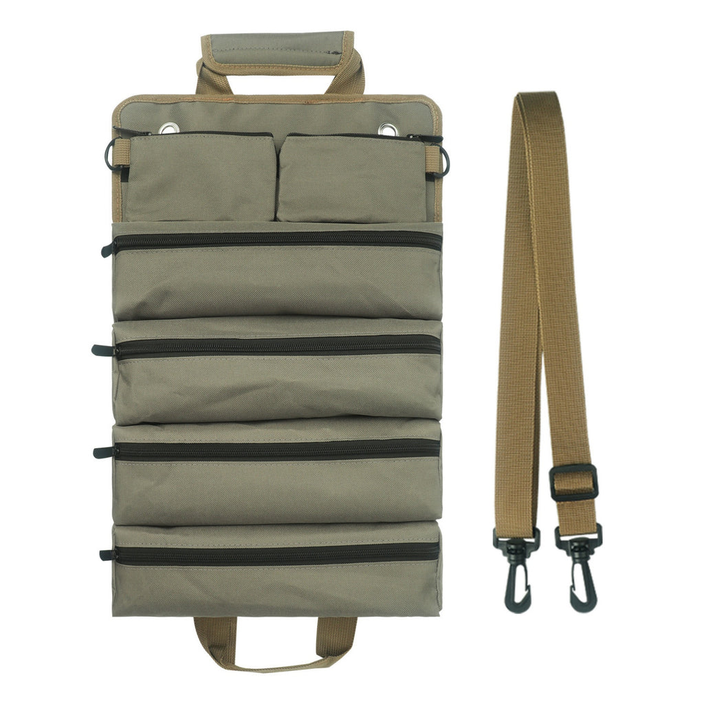 Roll Up Tool Bag Organizer Heavy Duty Oxford Pouch - Army Green