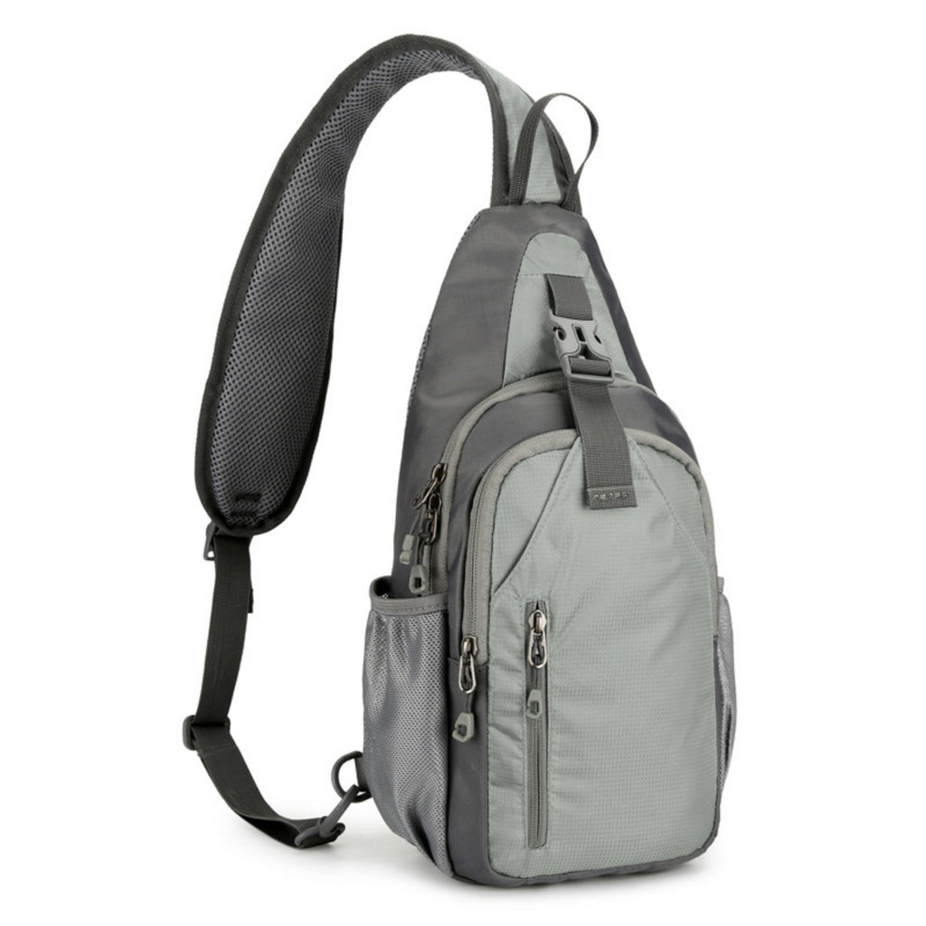 Casual Crossbody Shoulder Bag Sport Sling Pack - Light Gray