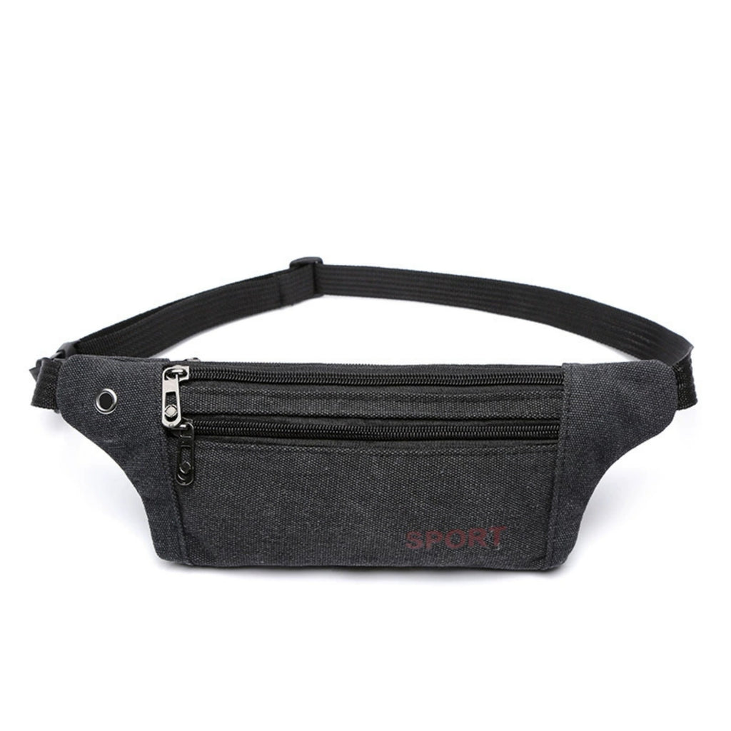 Canvas Phone Pouch Sports Running Waist Bag - Black
