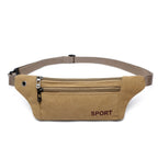 Canvas Phone Pouch Sports Running Waist Bag - Khaki