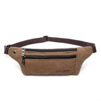 Canvas Phone Pouch Sports Running Waist Bag - Brown