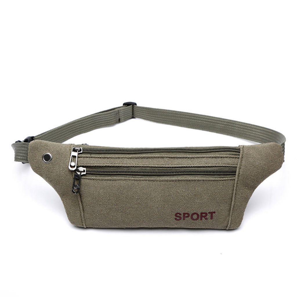 Canvas Phone Pouch Sports Running Waist Bag - Green