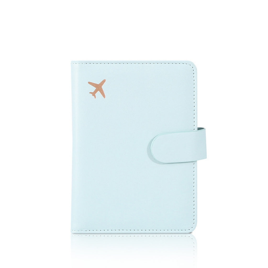 Leather Travel Passport Holder Wallet Cover Case - Light Blue