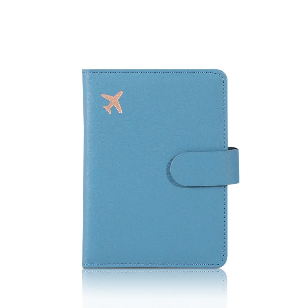 Leather Travel Passport Holder Wallet Cover Case - Dark Blue