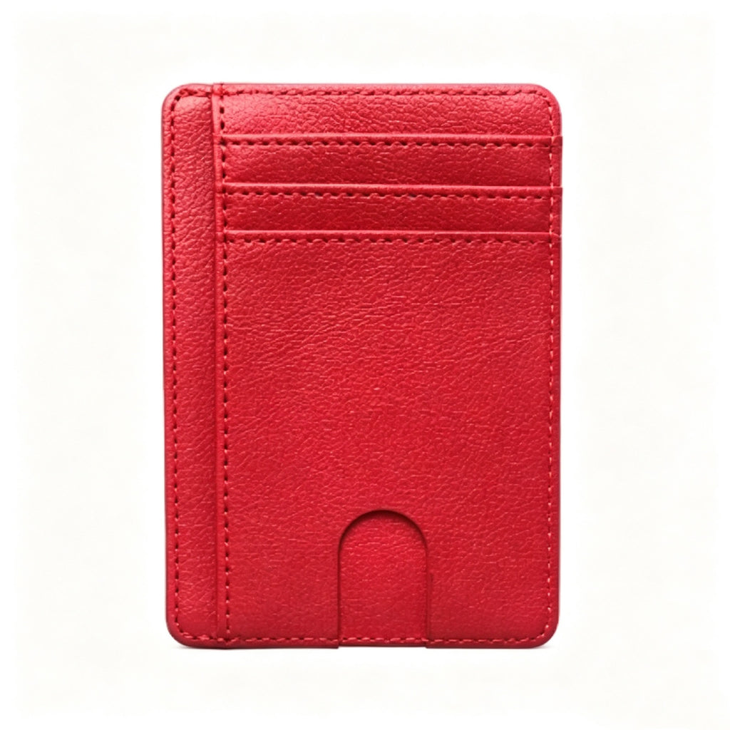 RFID Blocking PU Leather Card Holder Slim Sleeve - Red