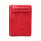 RFID Blocking PU Leather Card Holder Slim Sleeve - Red
