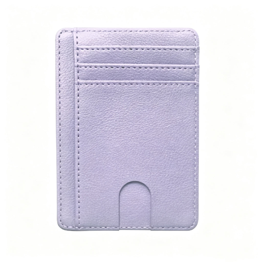RFID Blocking PU Leather Card Holder Slim Sleeve - Purple