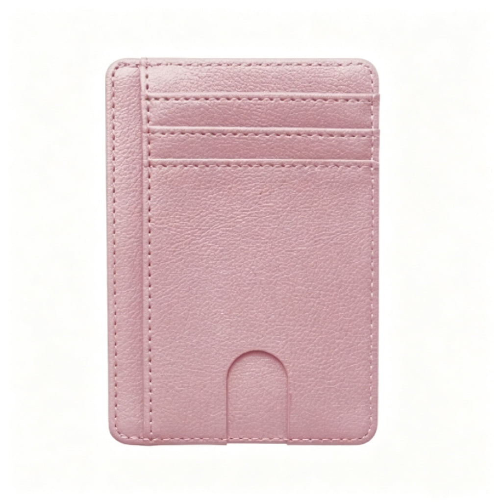 RFID Blocking PU Leather Card Holder Slim Sleeve - Pink