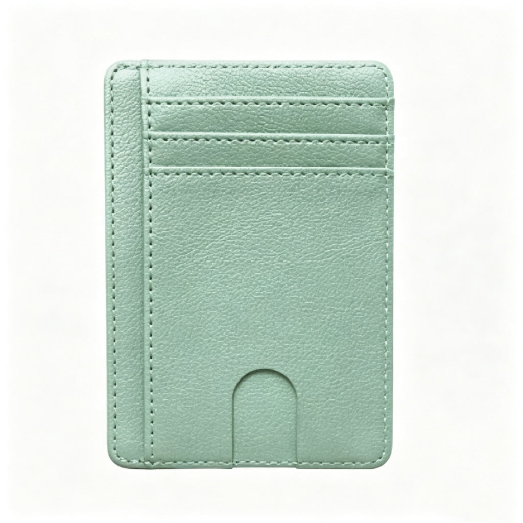 RFID Blocking PU Leather Card Holder Slim Sleeve - Cyan