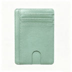 RFID Blocking PU Leather Card Holder Slim Sleeve - Cyan