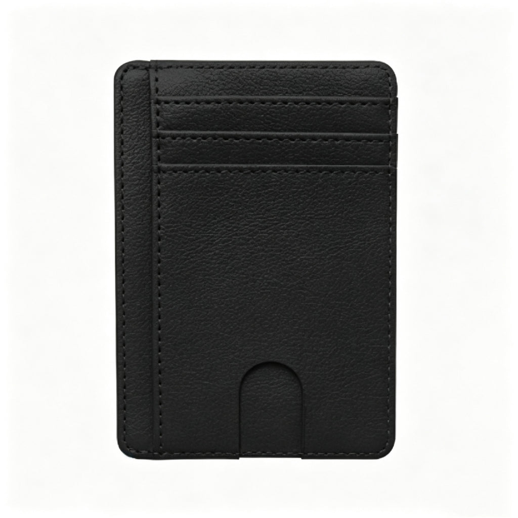 RFID Blocking PU Leather Card Holder Slim Sleeve - Black