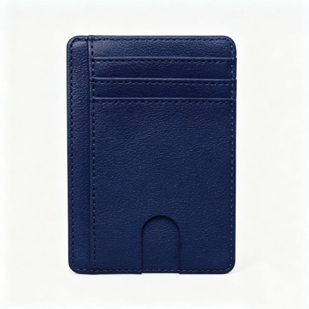 RFID Blocking PU Leather Card Holder Slim Sleeve - Blue