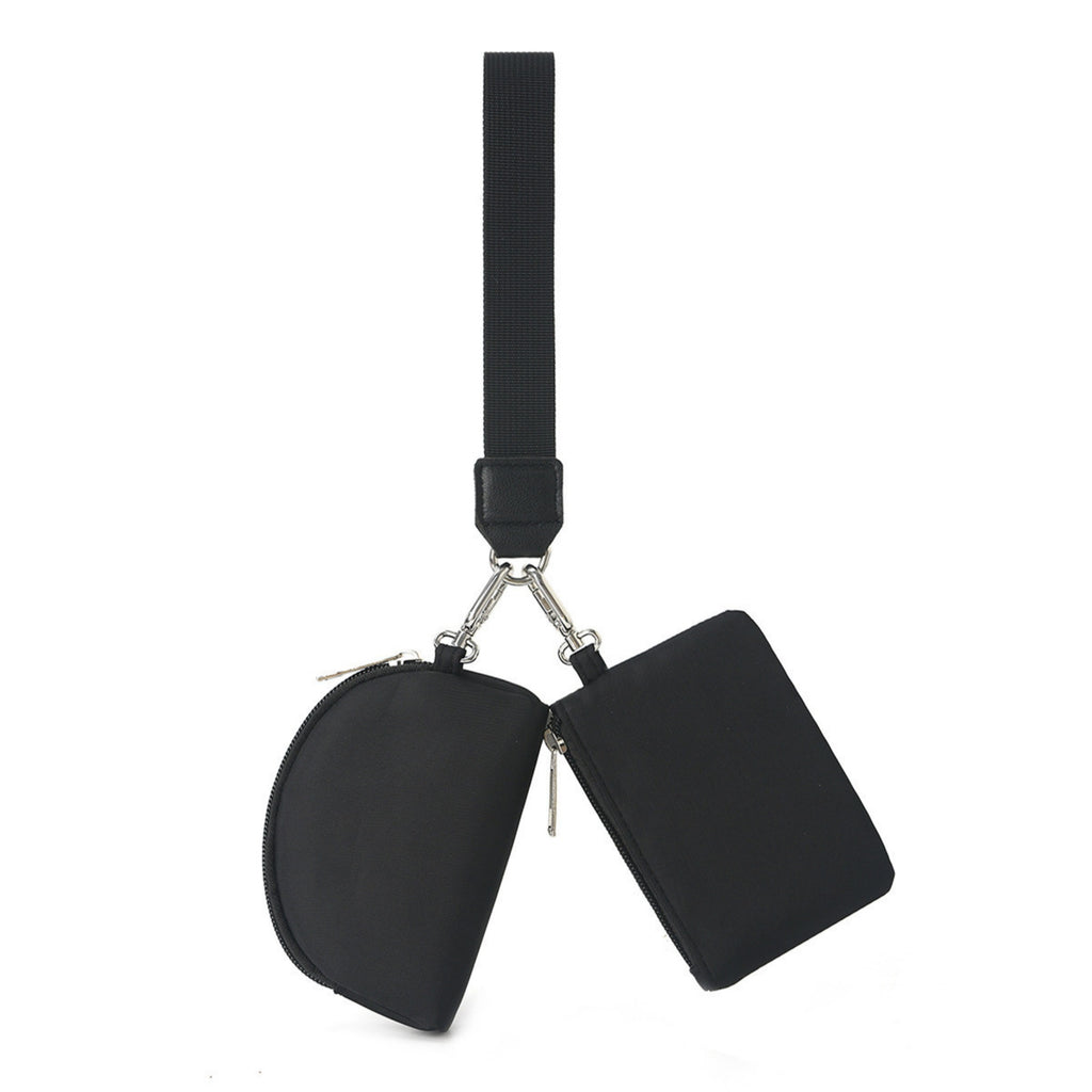 Portable Wristlet Coin Purse Mini Card Pouch Set - Black