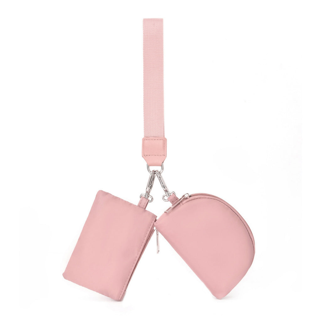 Portable Wristlet Coin Purse Mini Card Pouch Set - Pink