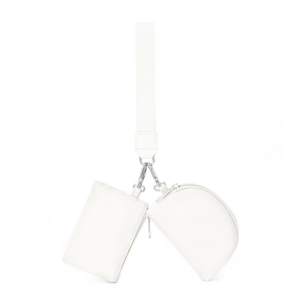 Portable Wristlet Coin Purse Mini Card Pouch Set - White