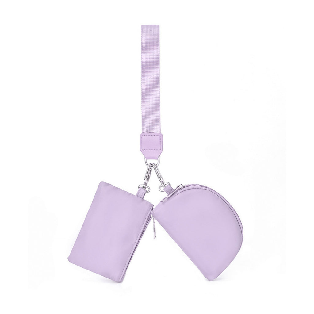 Portable Wristlet Coin Purse Mini Card Pouch Set - Purple