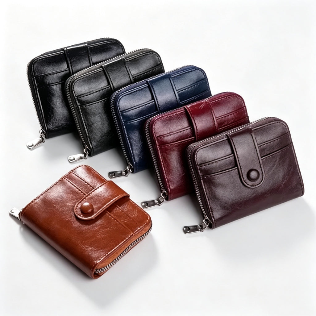 Small Leather Coin Purse Zipper Card Holder Wallet - blank product