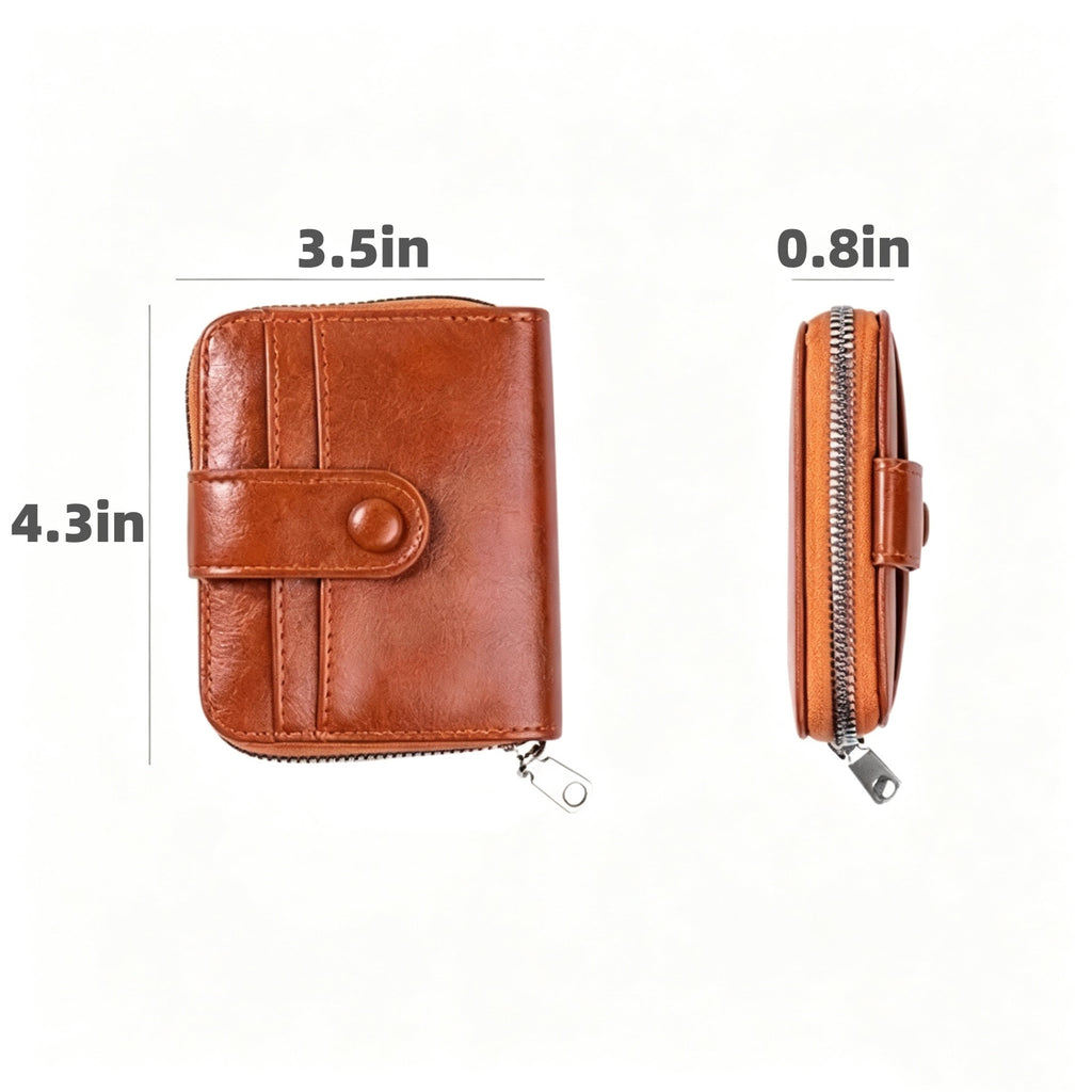 Small Leather Coin Purse Zipper Card Holder Wallet - product size