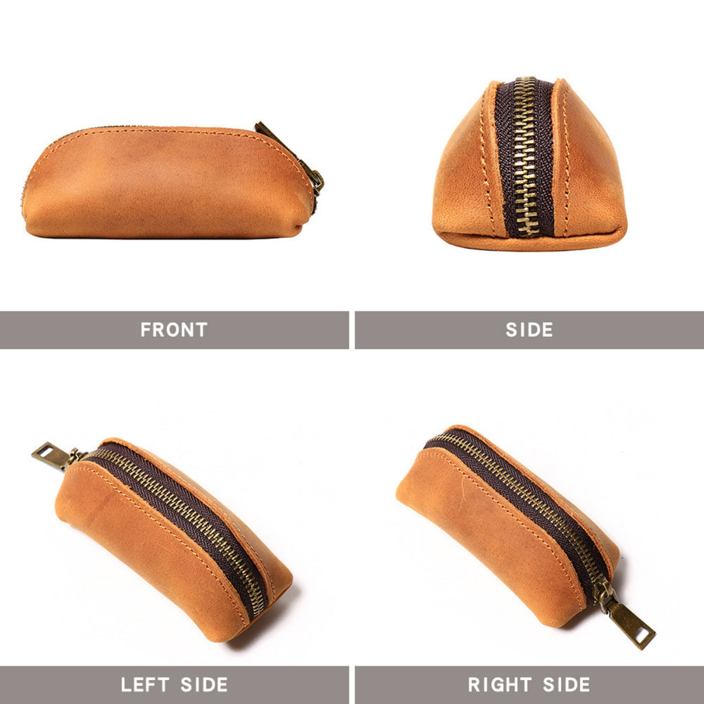 Leather Pencil Case Vintage Zipper Pen Pouch Holder - printed product