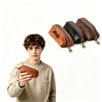 Leather Pencil Case Vintage Zipper Pen Pouch Holder - blank product