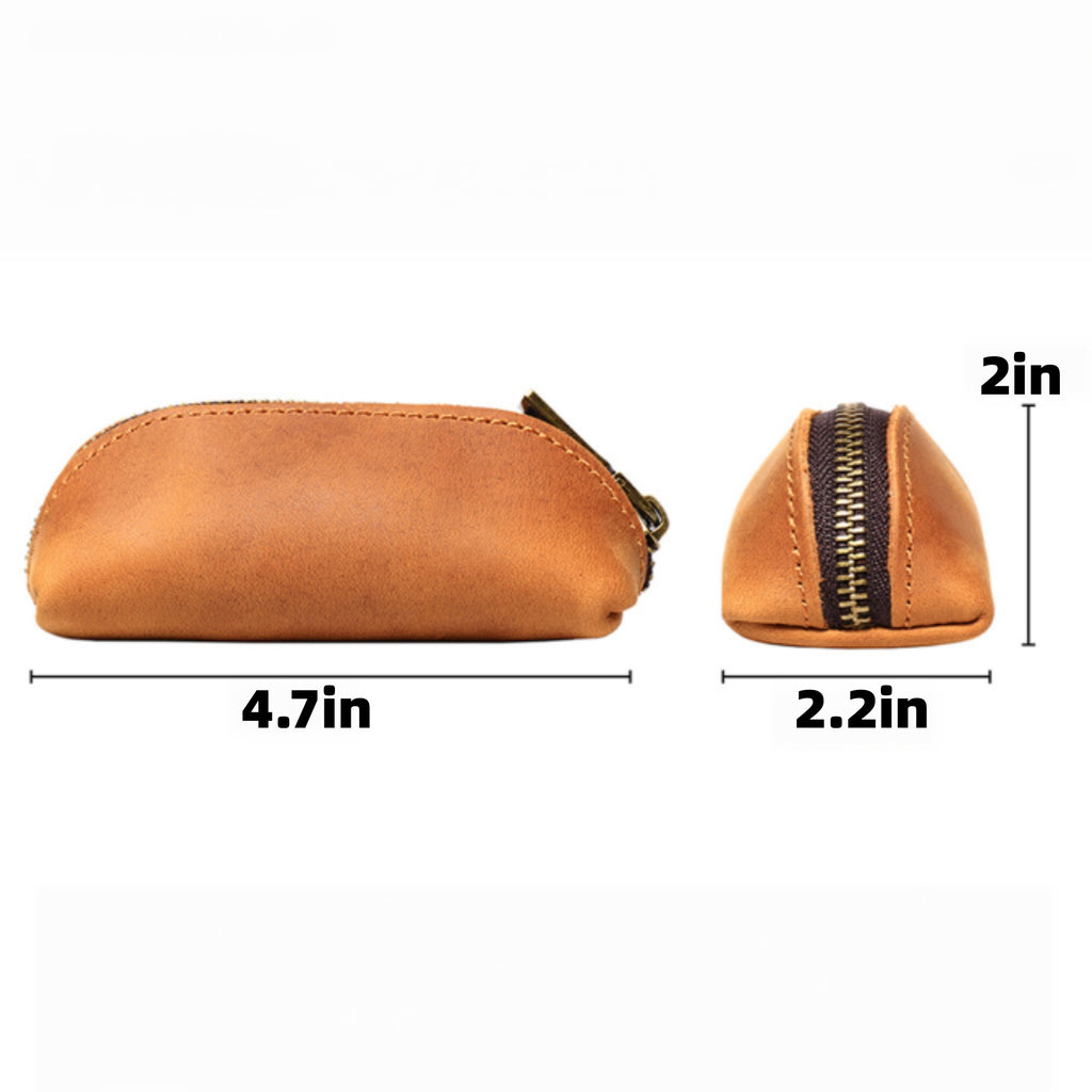Leather Pencil Case Vintage Zipper Pen Pouch Holder - product size
