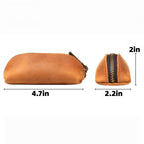 Leather Pencil Case Vintage Zipper Pen Pouch Holder - product size