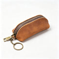 Leather Pencil Case Vintage Zipper Pen Pouch Holder - Brown