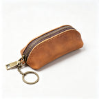 Leather Pencil Case Vintage Zipper Pen Pouch Holder - Brown