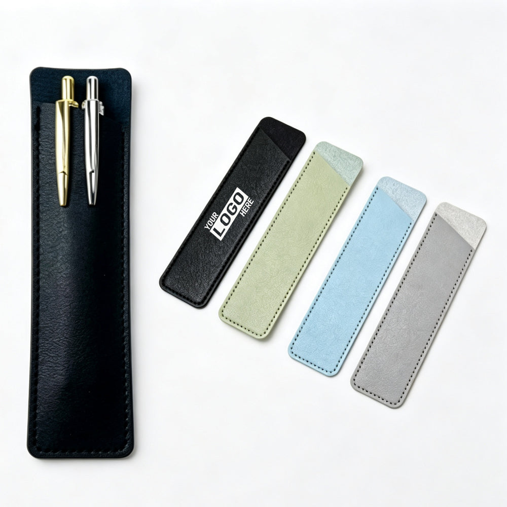 Slim PU Leather Pen Sleeve Single Pencil Case Pouch Primary imprint location