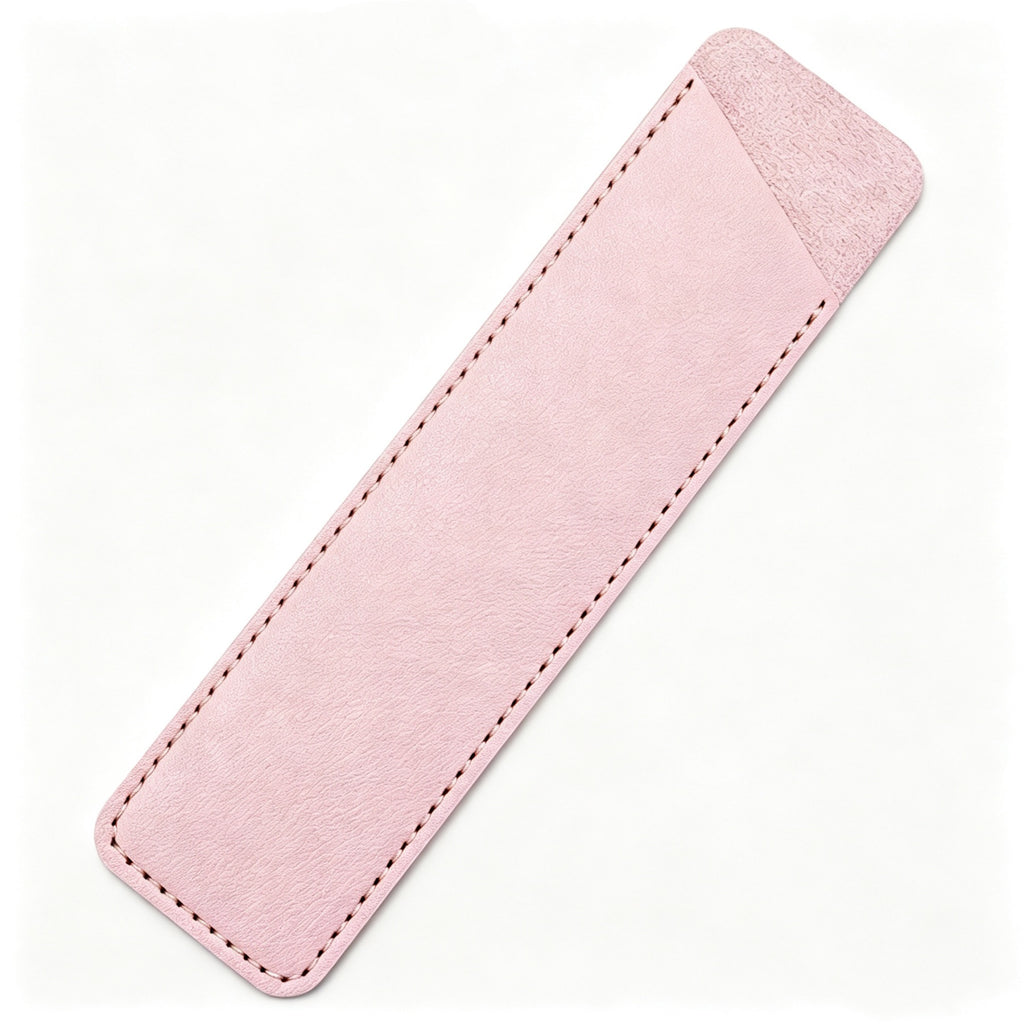 Slim PU Leather Pen Sleeve Single Pencil Case Pouch - Pink