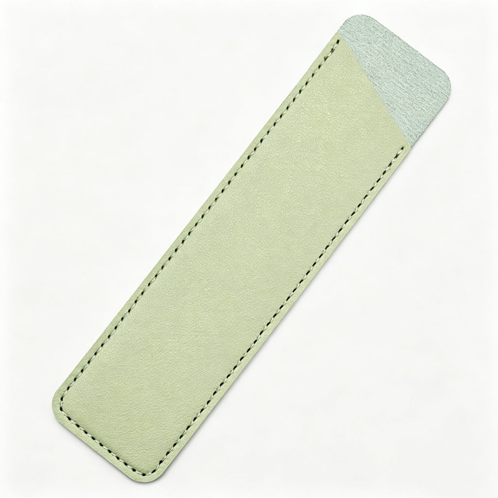 Slim PU Leather Pen Sleeve Single Pencil Case Pouch - Green